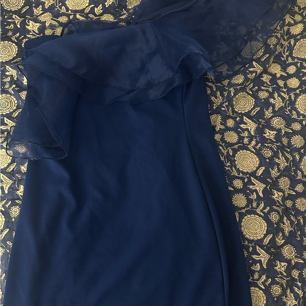 Elegant Blue One Shoulder Dress